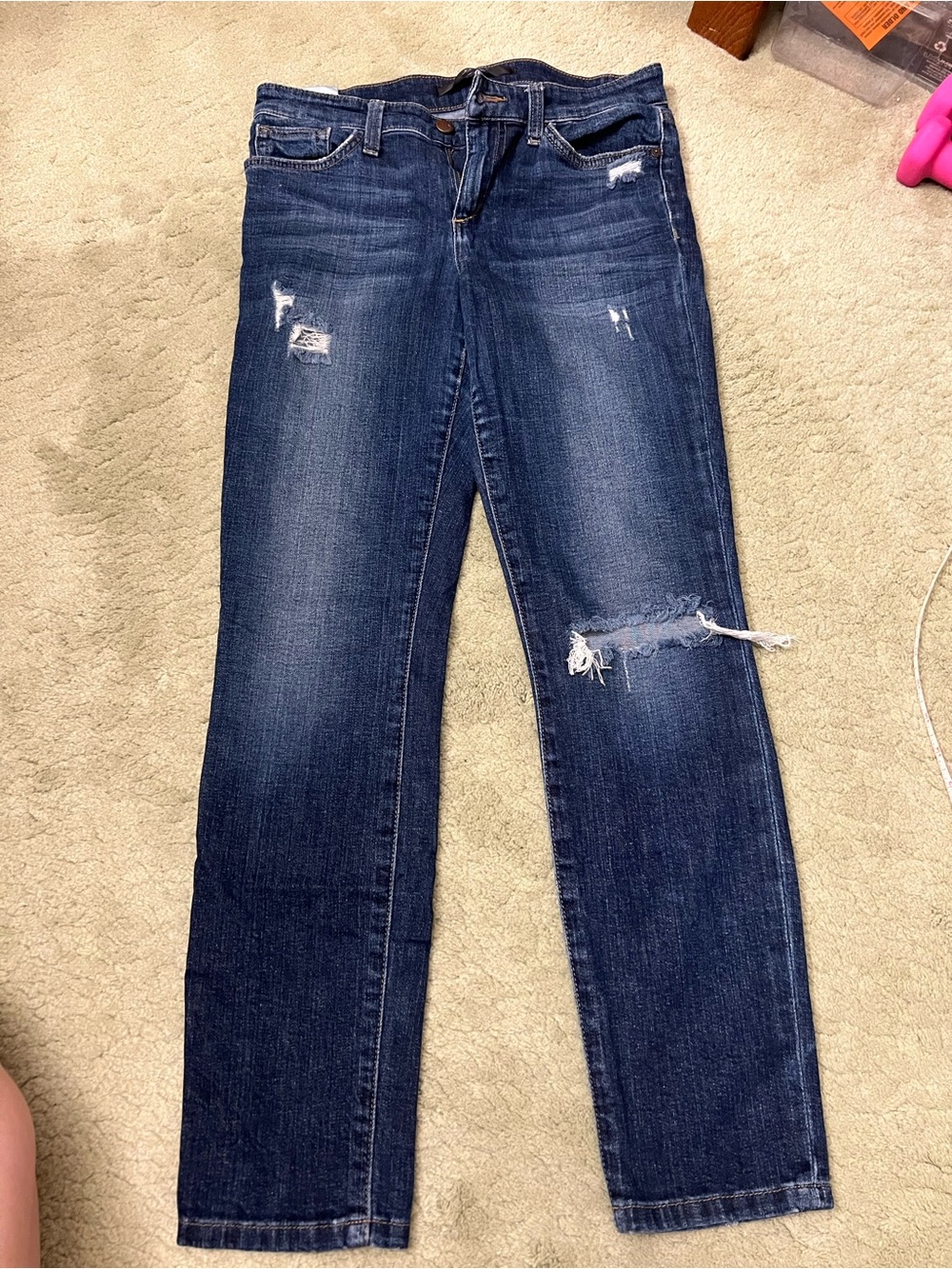 Joe's Jeans Woman Skinny-Leg Lucille Distressed Dark Blue Denim Mid Rise